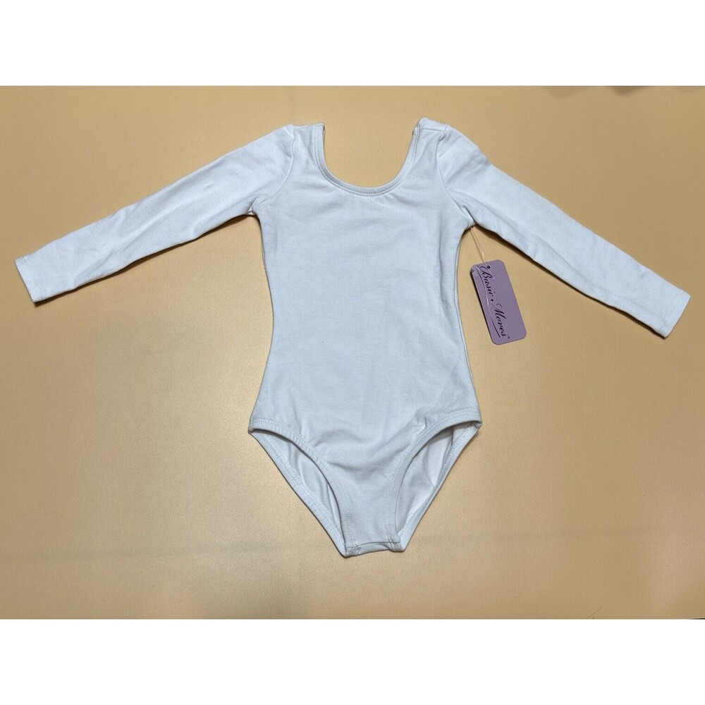 BASIC MOVES Dance, Gymnastics, Ballet  XS 2-3 Long Sleeve leotard White NEW